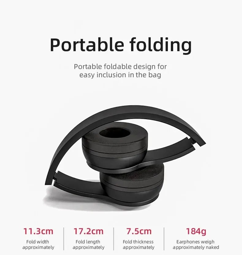 Cuffie Bluetooth 5.0 Pieghevoli Stereo Wireless Universali Per Sport E Gaming Con Controllo Volume E Cancellazione Attiva Del Rumore
