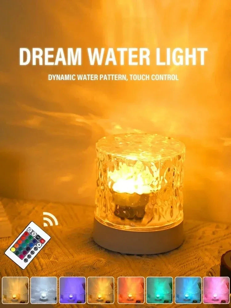 Proiettore Ricaricabile Con Ondulazione Dell Acqua LED 16 Colori RGB Lampada Notturna Telecomando Per Camera Da Letto