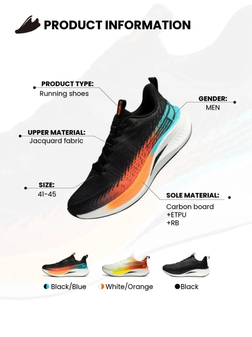 Baasploa Scarpe Da Corsa Uomo Traspiranti Leggere Con Piastra In Carbonio Antiscivolo Per Maratone Professionali