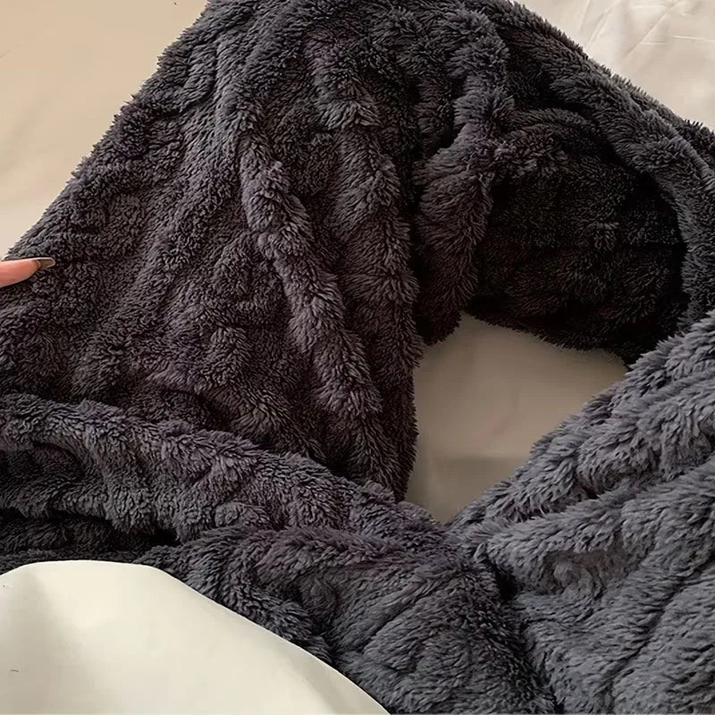 Pantaloni Da Notte Da Donna In Pile Di Corallo Peluche Caldo Autunno Inverno Pigiama Morbido E Confortevole