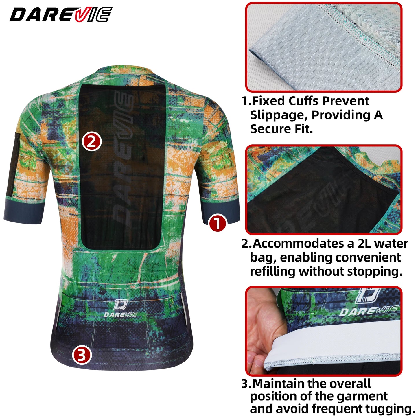 Maglia Ciclismo Uomo Quick Dry Antiscivolo Professionale Traspirante Con Tasche Idratazione