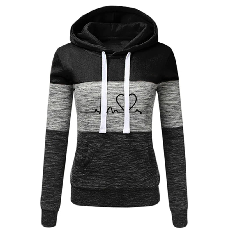 Tuta Da Donna Color Block Con Cappuccio Felpa Pantaloni Sportivi Versatili Casual Jogging Abiti Dalla Taglia S Fino A 3XL