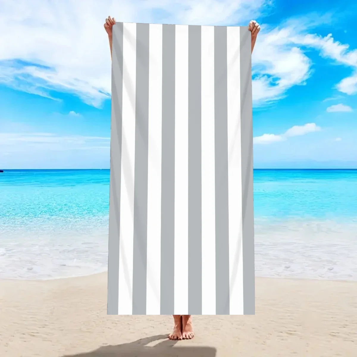 Telo Mare A Righe In Microfibra Ad Asciugatura Rapida Asciugamano Assorbente Per Spiaggia Vacanze Al Nuoto