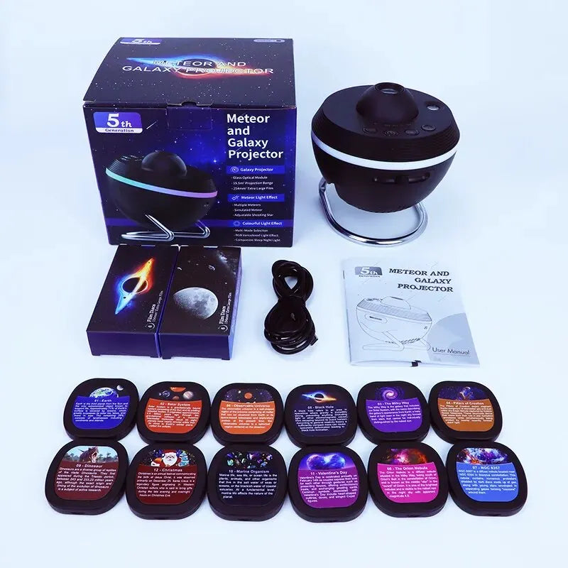 Proiettore Galaxy Star 12 In 1 Con Meteor Lampada Notturna Rotante Space Ball Per Bambini