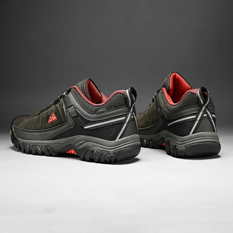 Hikeup Scarpe Trekking Uomo Pelle Alta Qualità Durevoli Esterni Suola Gomma Impermeabile