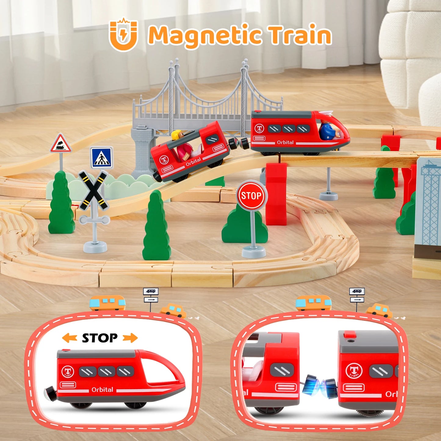 Set Di Treni In Legno Montessori 72 E 108 Pezzi Per Bambini Regalo Educativo Di Ingegneria Ferroviaria