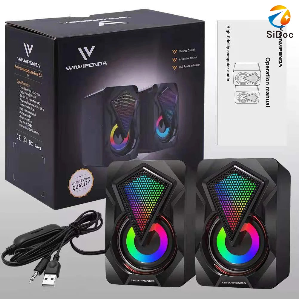 Mini Altoparlante In Cristallo Con Luce RGB Per Computer Alimentatore USB Ausiliario E Porta 3 5 Mm Adatto A Monitor