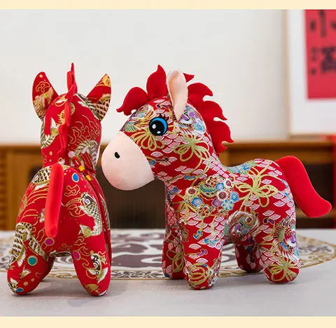 Mascotte Di Capodanno Cavallo Di Peluche 15 20 cm Panno Cavallo Decorazione Per La Famiglia Atmosfera Per Le Vacanze