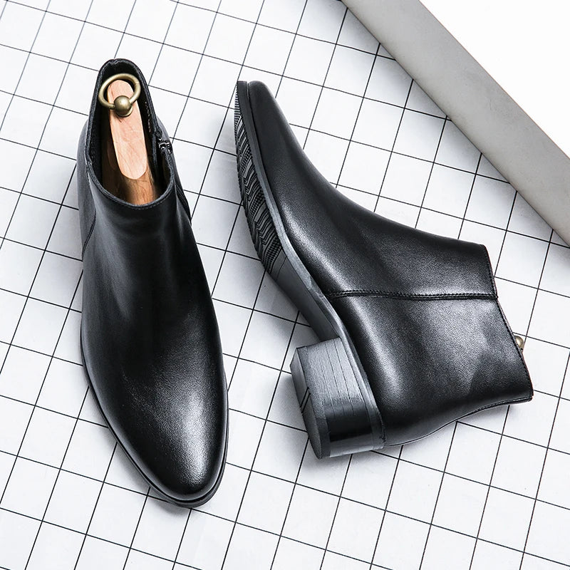 Stivaletti Chelsea Classici Da Uomo Neri In Pelle In Stile Britannico Con Zip Slip On Eleganti Alte