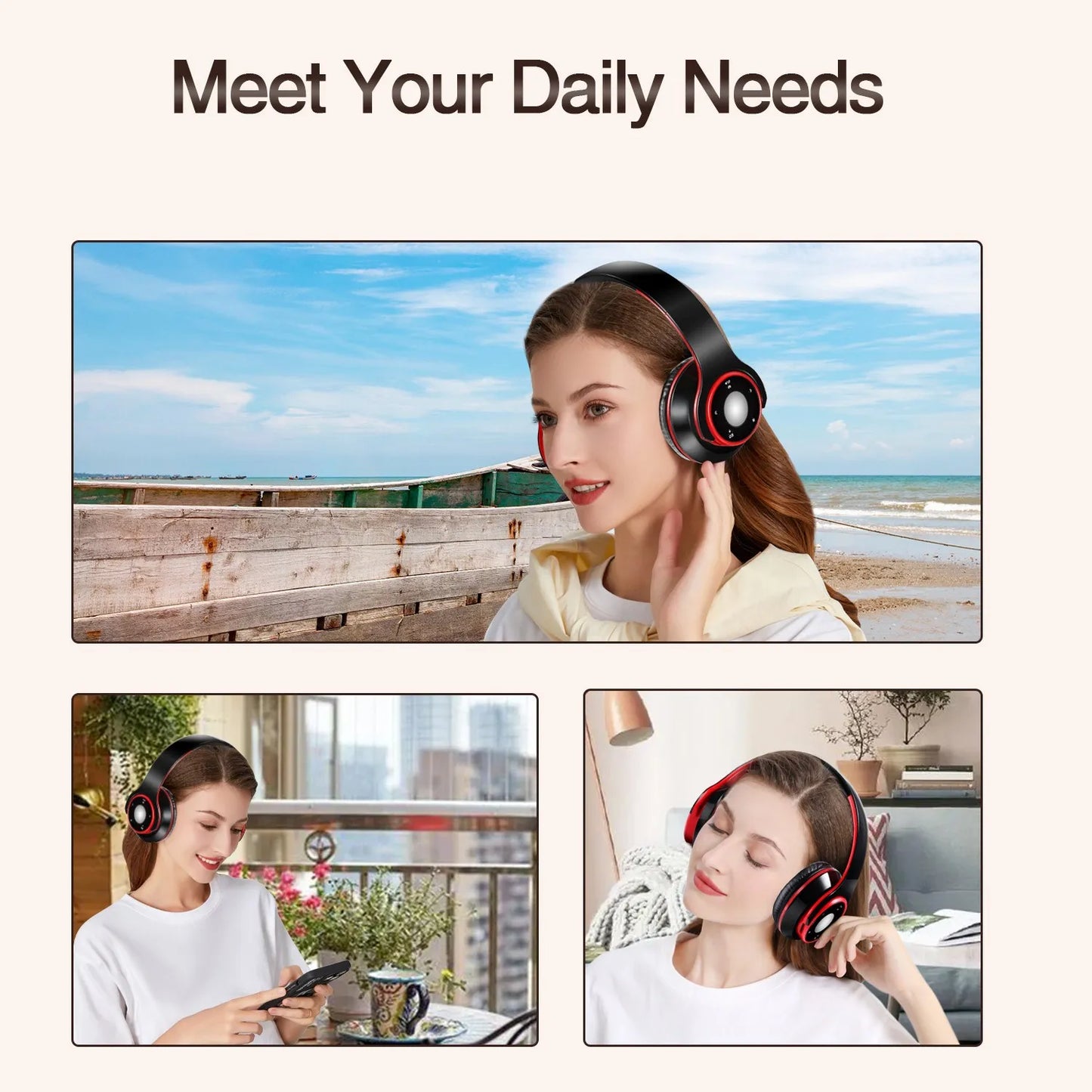 Auricolari Colorati Wireless Bluetooth 5.3 Lettore Mp3 Integrato Cuffie Sportive Pieghevoli Suono Stereo Per Cellulare