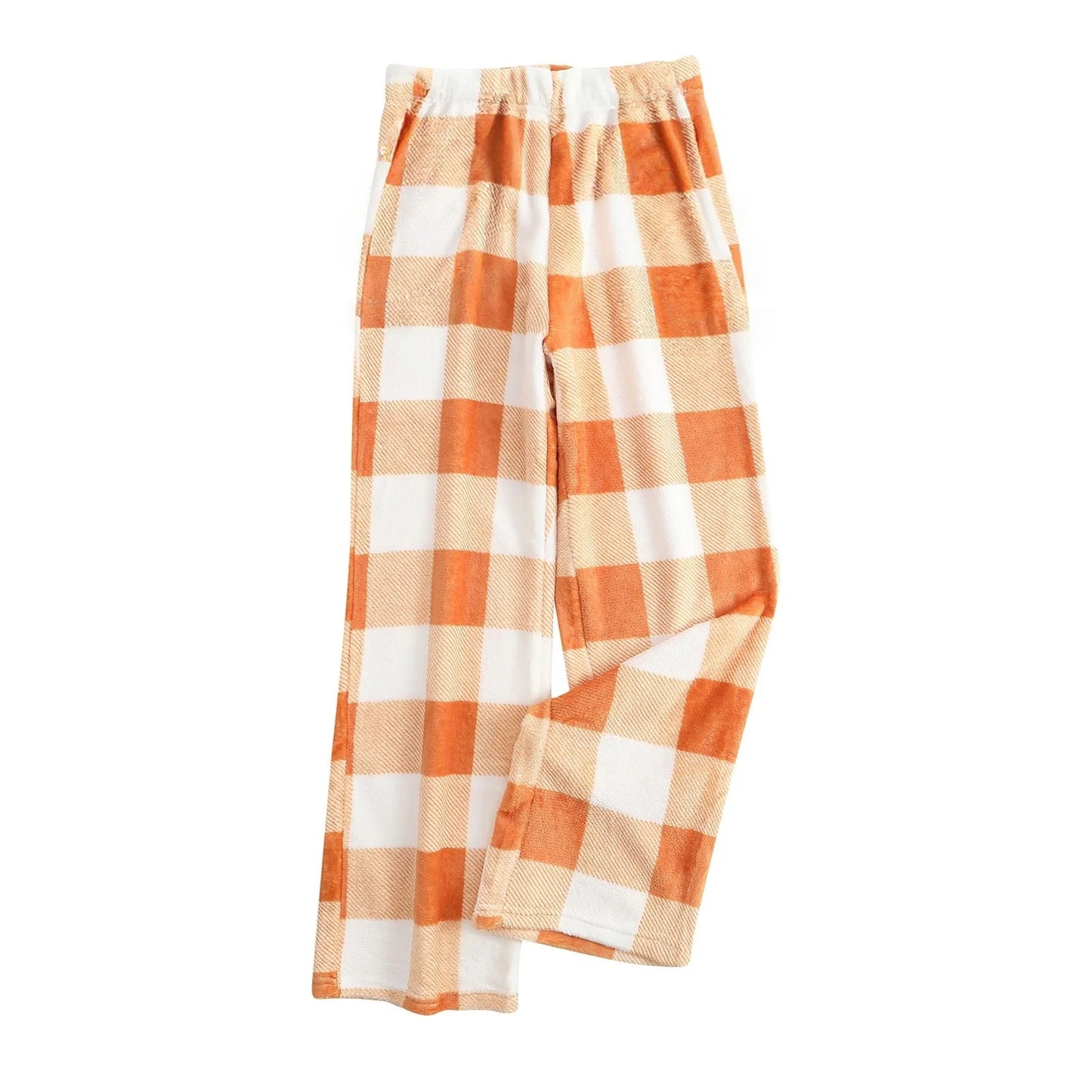 Pantaloni Del Pigiama Da Donna Con Vita Elastica E Scozzesi In Pile Morbidi Con Tasche Peluche