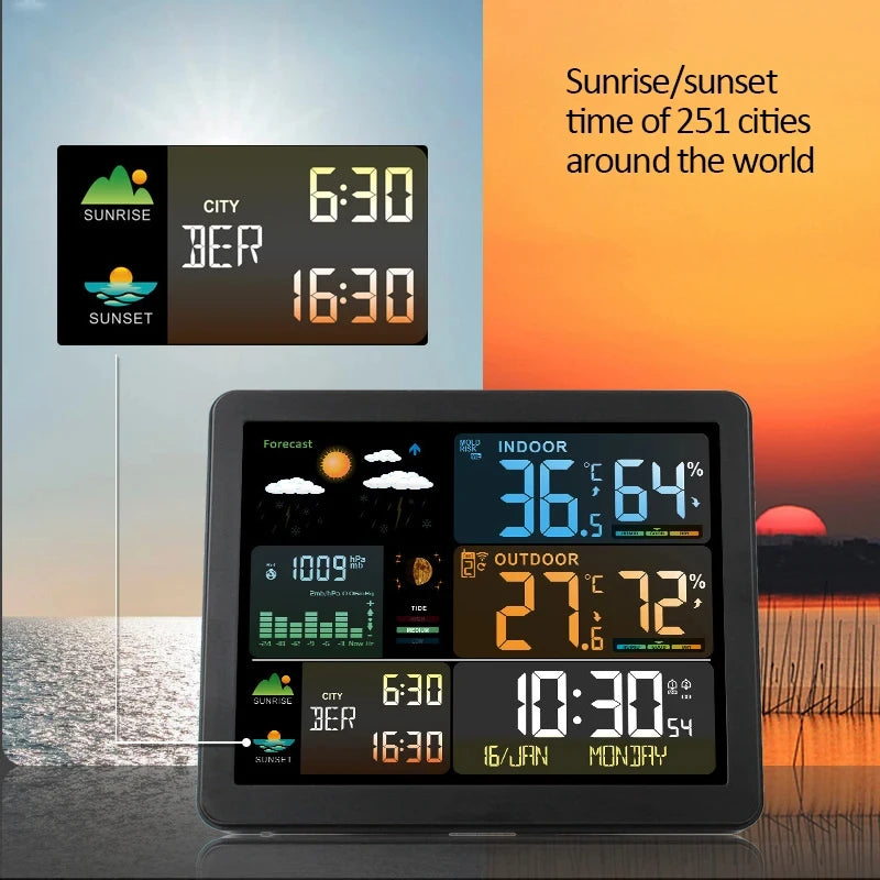 Orologio Stazione Meteorologica Digitale Misuratore Di Temperatura Umidità Interni Previsioni Meteo Wireless Telehill