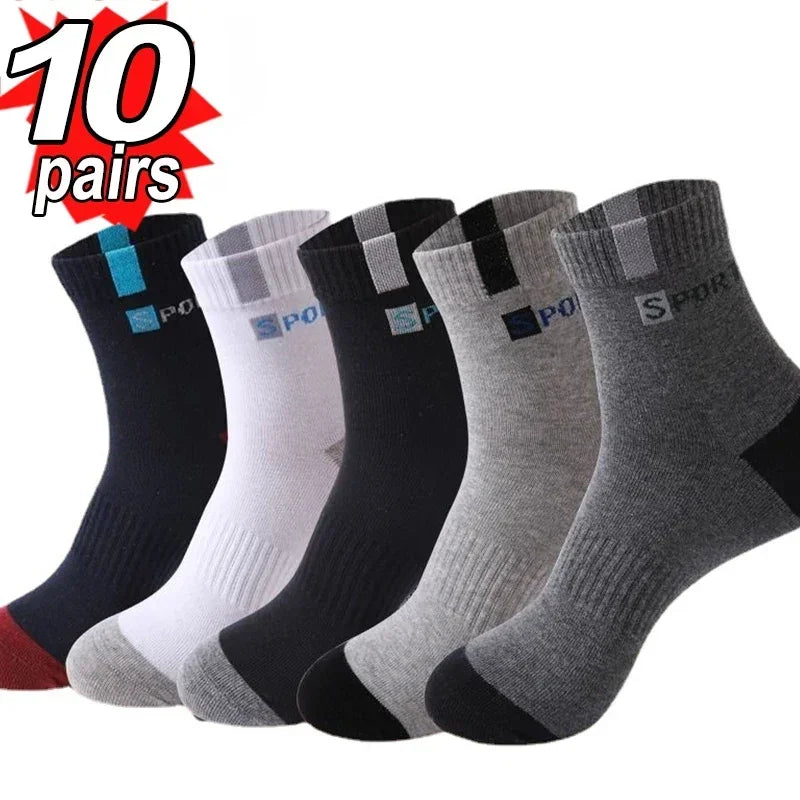 Calze Sportive Uomo in Cotone Bamboo Traspiranti Regolano Umidità per Comfort Tutto il Giorno Autunno Inverno 10 Paia