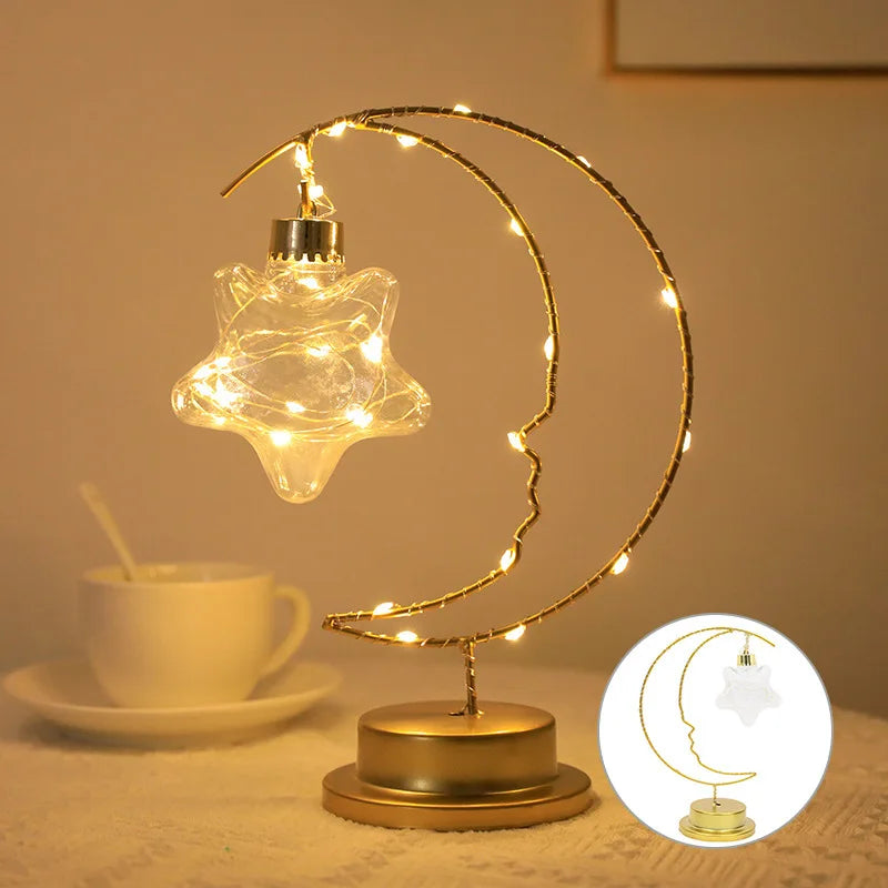 Luce LED a Forma di Luna Stella Lampada Da Notte Ferro Decorazione Interni Per Camerette Regalo Ideale