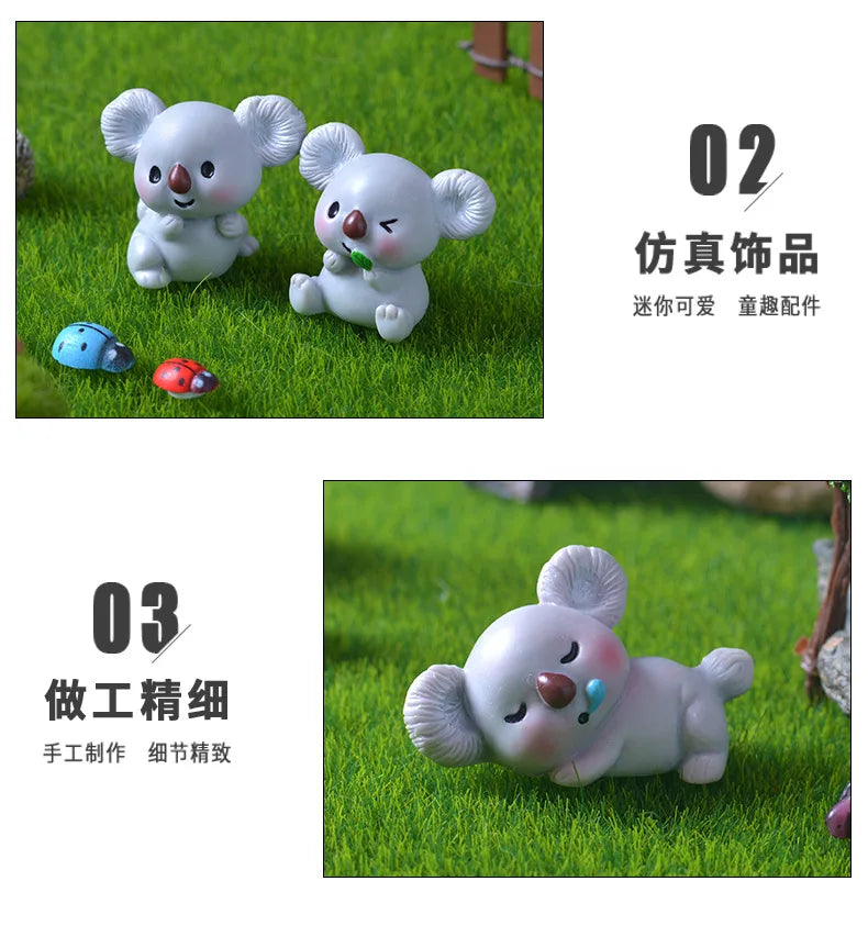 Figurine Di Koala In Resina Cartone Animato Paesaggio Decorazioni Domestiche Per Camera E Scrivania Set 4 12 20 Pezzi