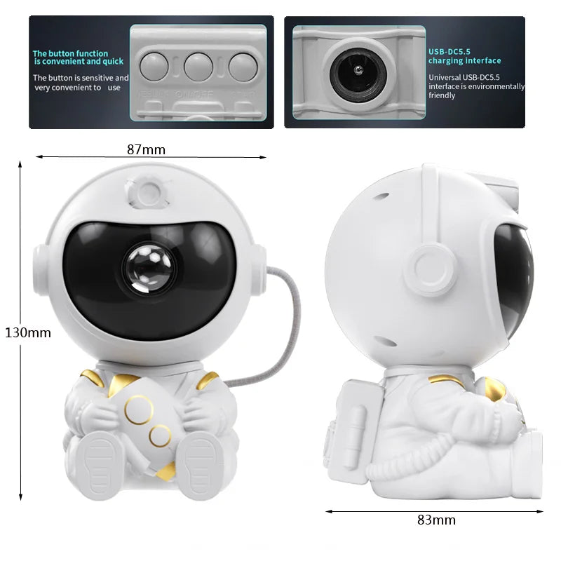 Proiettore LED Galassie Stellate Luce Notturna Astronauta Cielo Stellato Camera Letto Regalo Bambini Lampada Atmosfera