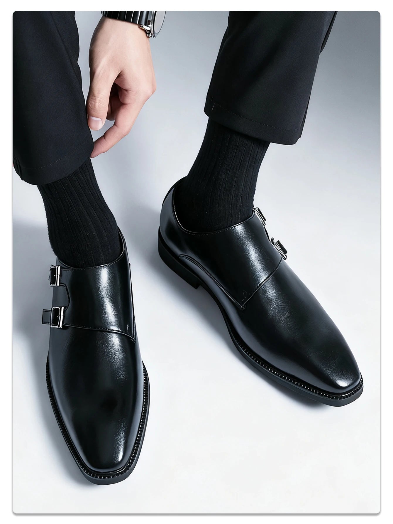 Scarpe Classiche Da Uomo In Pelle Monaco Con Abito Retrò Con Fibbia A Punta Oxford Da Uomo Comode