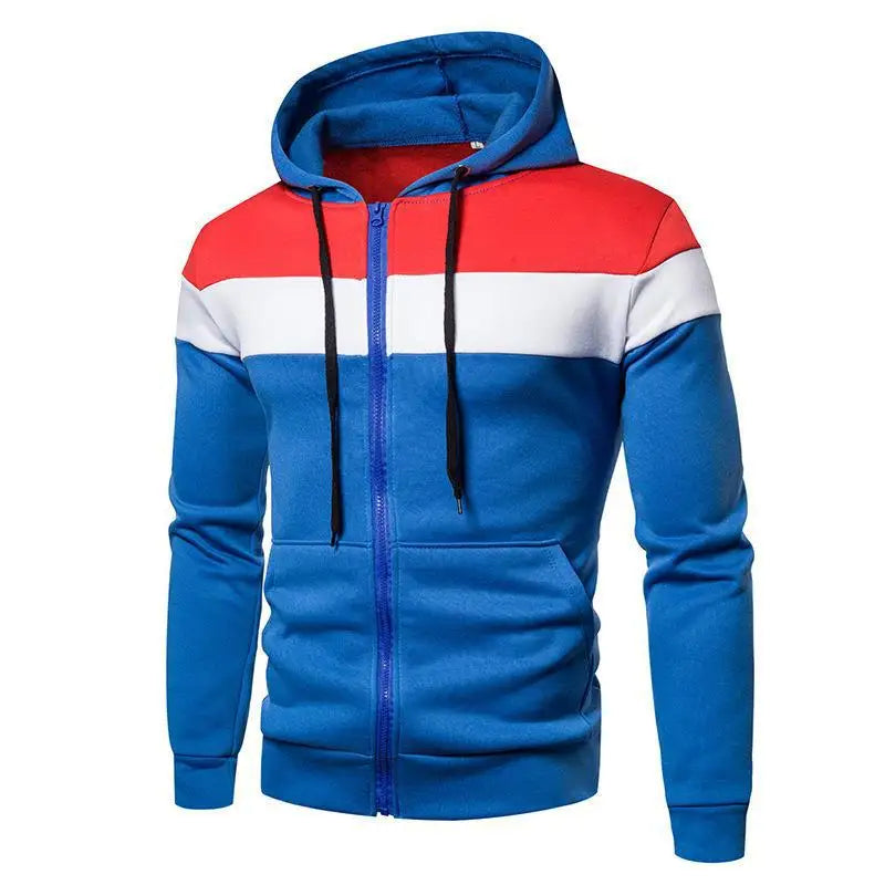 Felpa Con Cappuccio Color Block Zip Da Uomo Raglan Maniche Autunno Inverno Durevole Elegante Casual