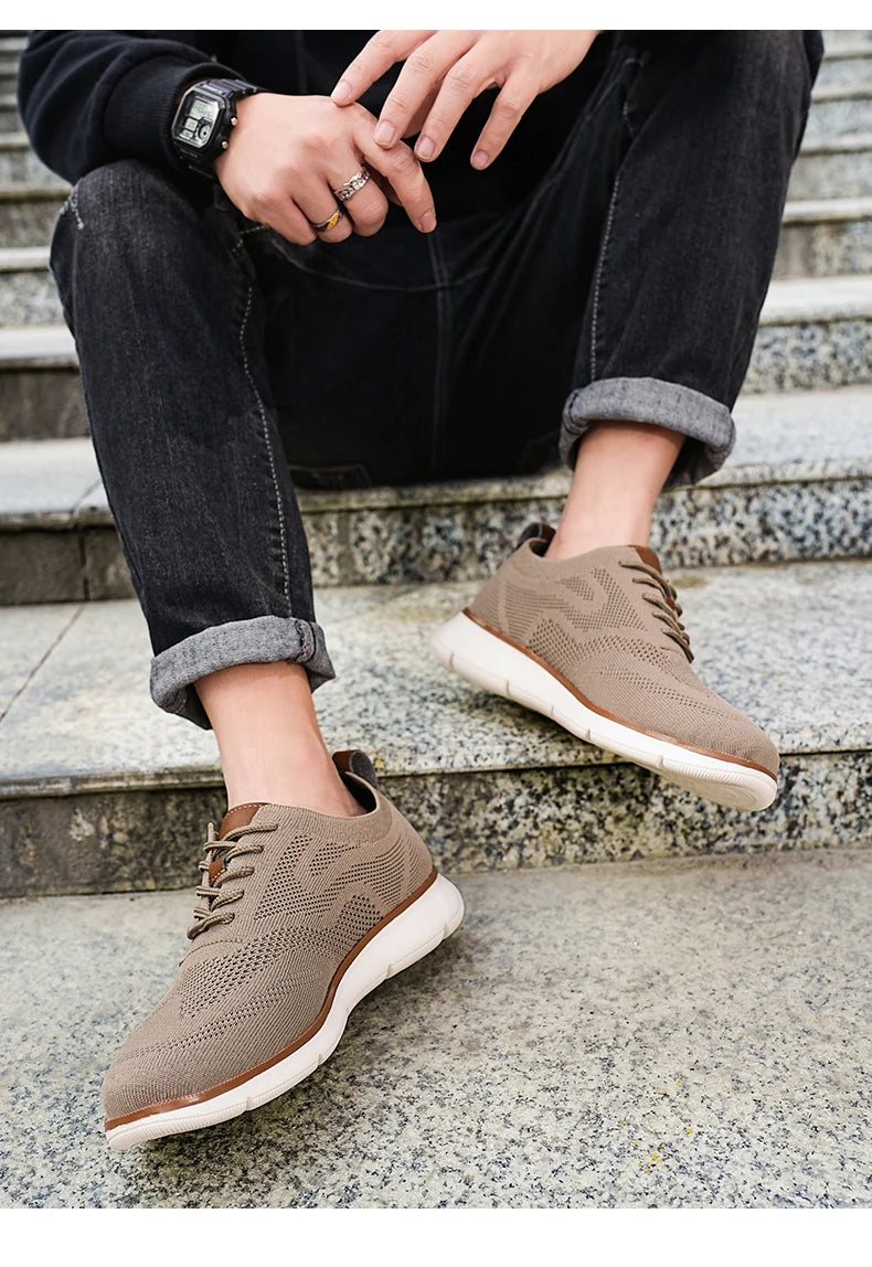 Scarpe Casual Da Uomo Traspiranti Con Cuscino Oxfords Comode Per Abito Formale In Maglia Plus Size