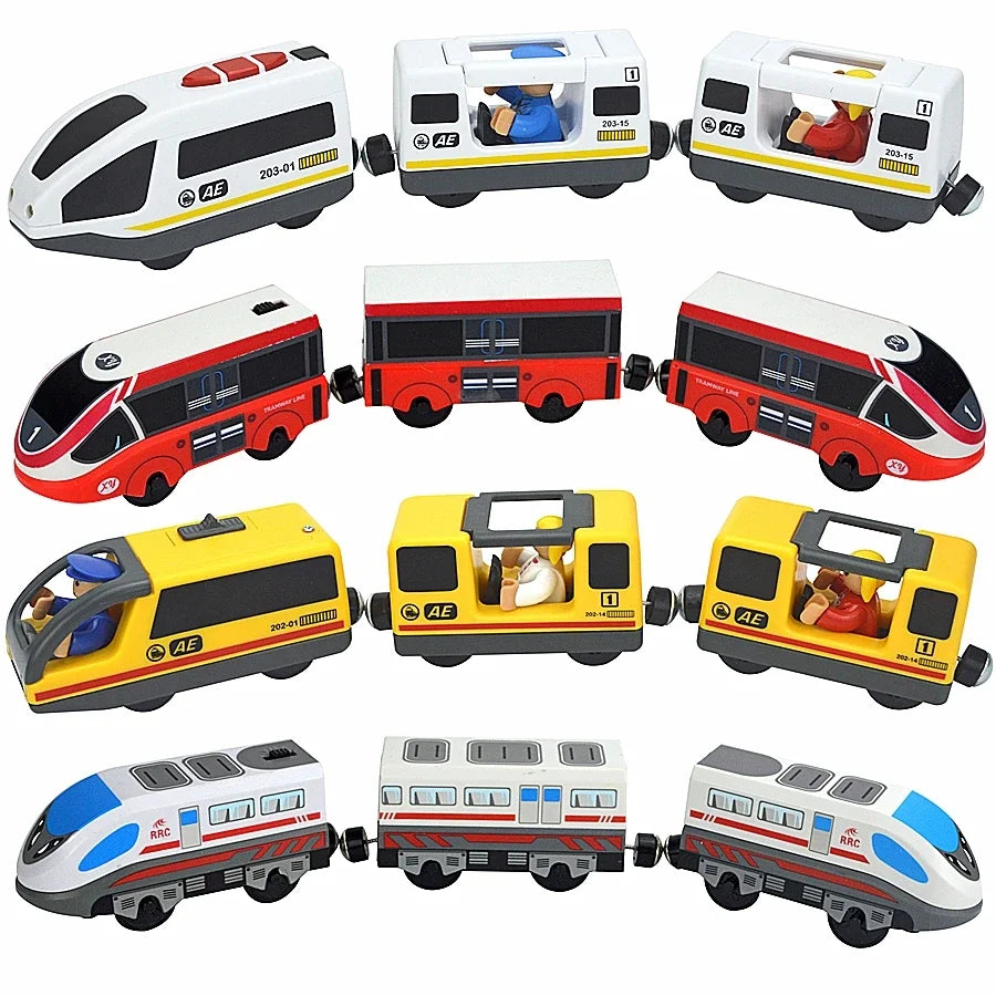 Locomotiva In Legno Magnetica Per Bambini Giocattolo Treno Con Pista Ferrovia Educativa