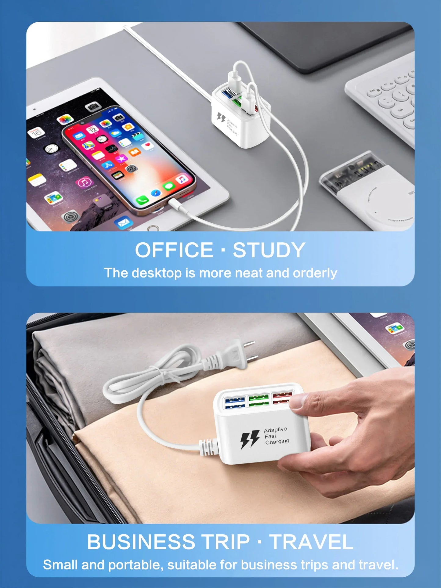 Caricatore USB Veloce 6 In 1 Stazione Ricarica Da Tavolo Con Cavo Da 1 M Hub USB Integrato Compatibile iPhone