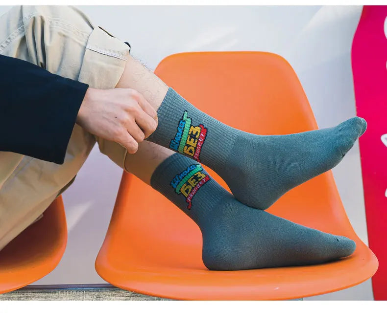 Calzini A Tubo Unisex Multicolore Traspiranti Con Alfabeti Per Sport Hip Hop Street Coppie