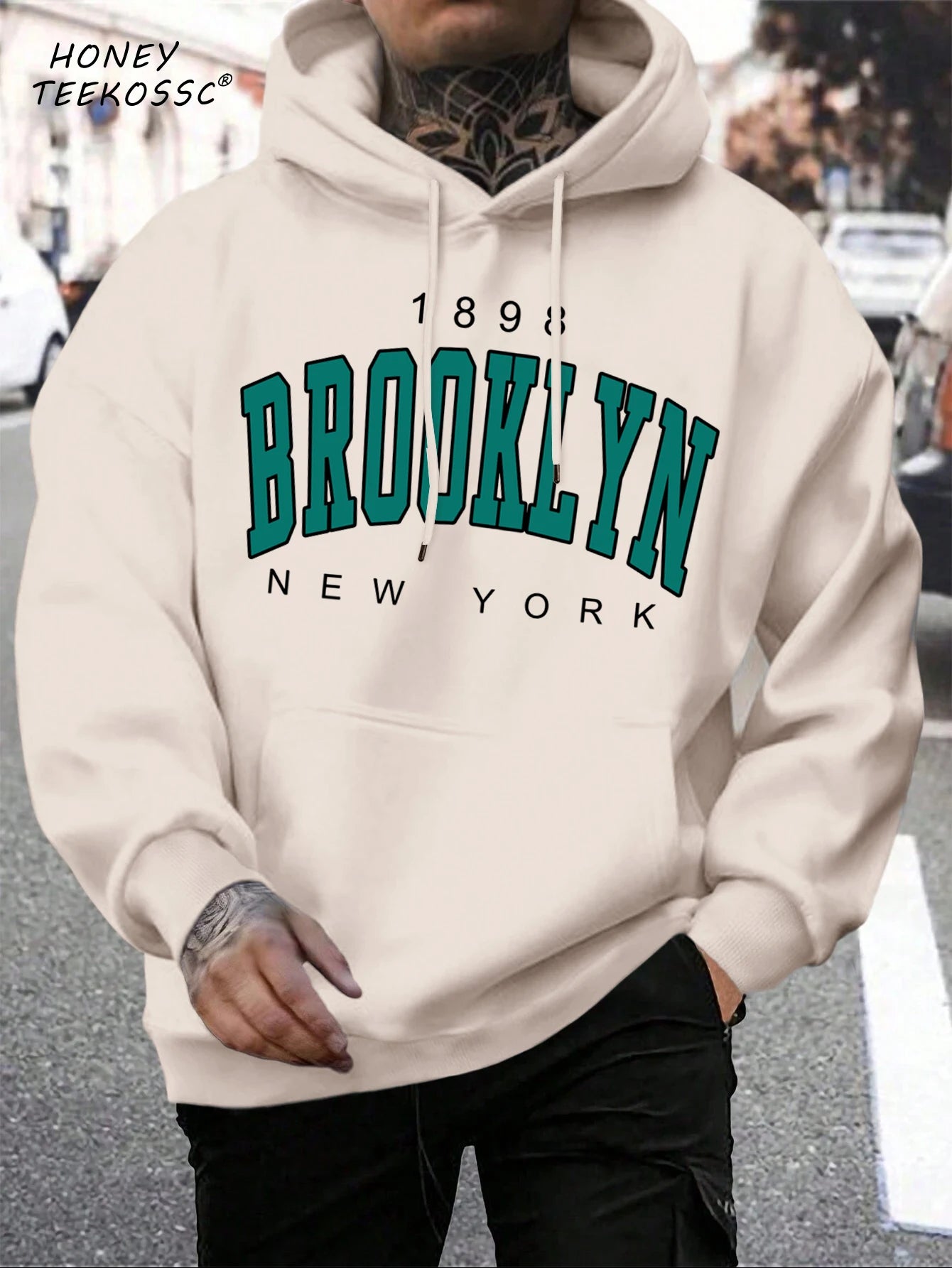 Brooklyn Est 1998 New York Stampa Felpe da uomo Harajuku Felpa con cappuccio girocollo Moda Felpa con cappuccio oversize Autunno Comodo tuta