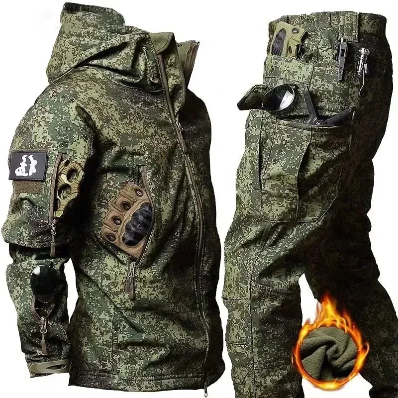 Set Uniformi Tattiche Uomo In Pile Combattimento Tuta Caccia Multicam Mimetica All Aperto Pantaloni Cargo Softair