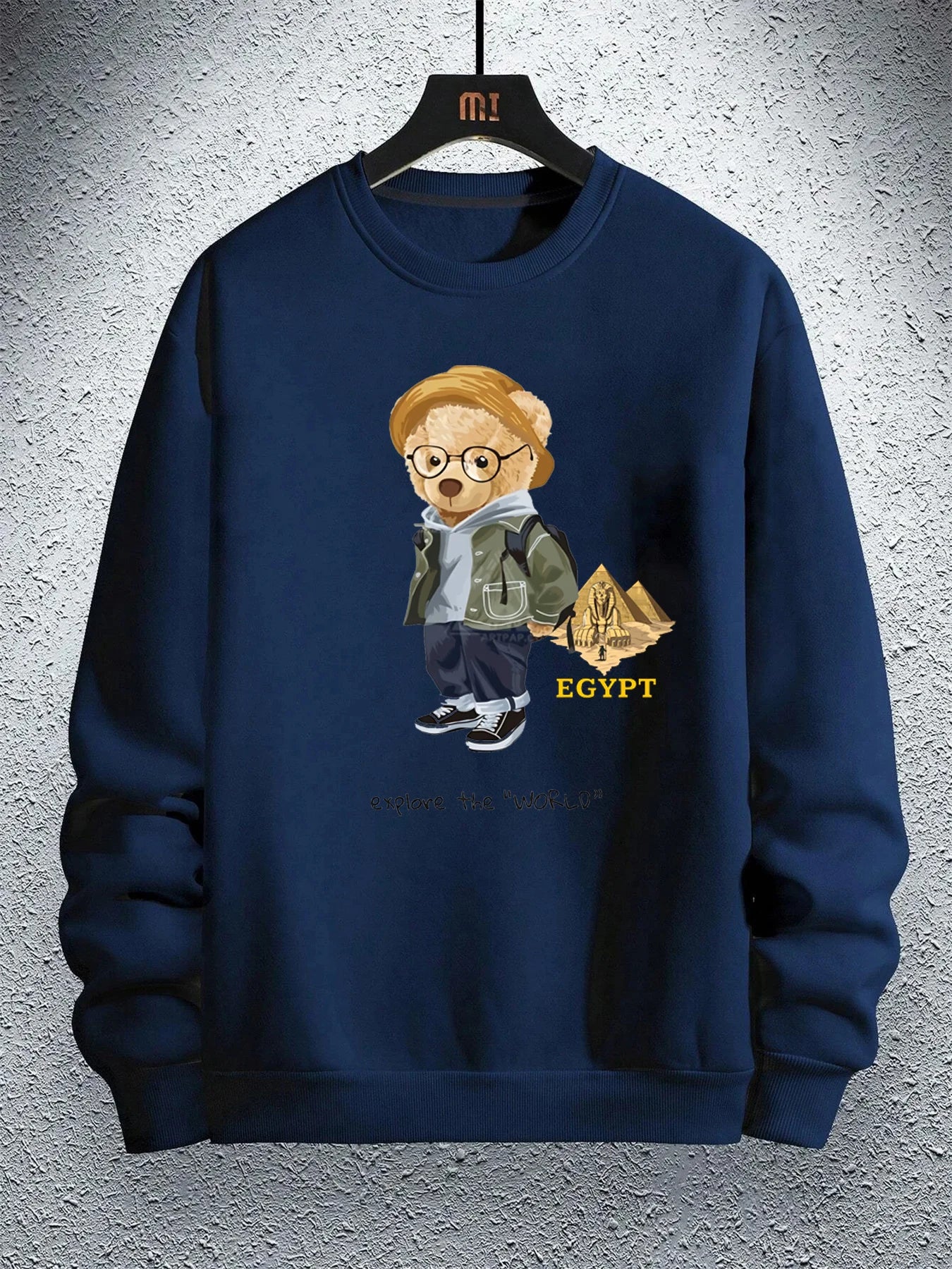 Felpa da Uomo Girocollo Maniche Lunghe Stampata Con Grafica Viaggio Allentata Casual Alla Moda Autunno Inverno
