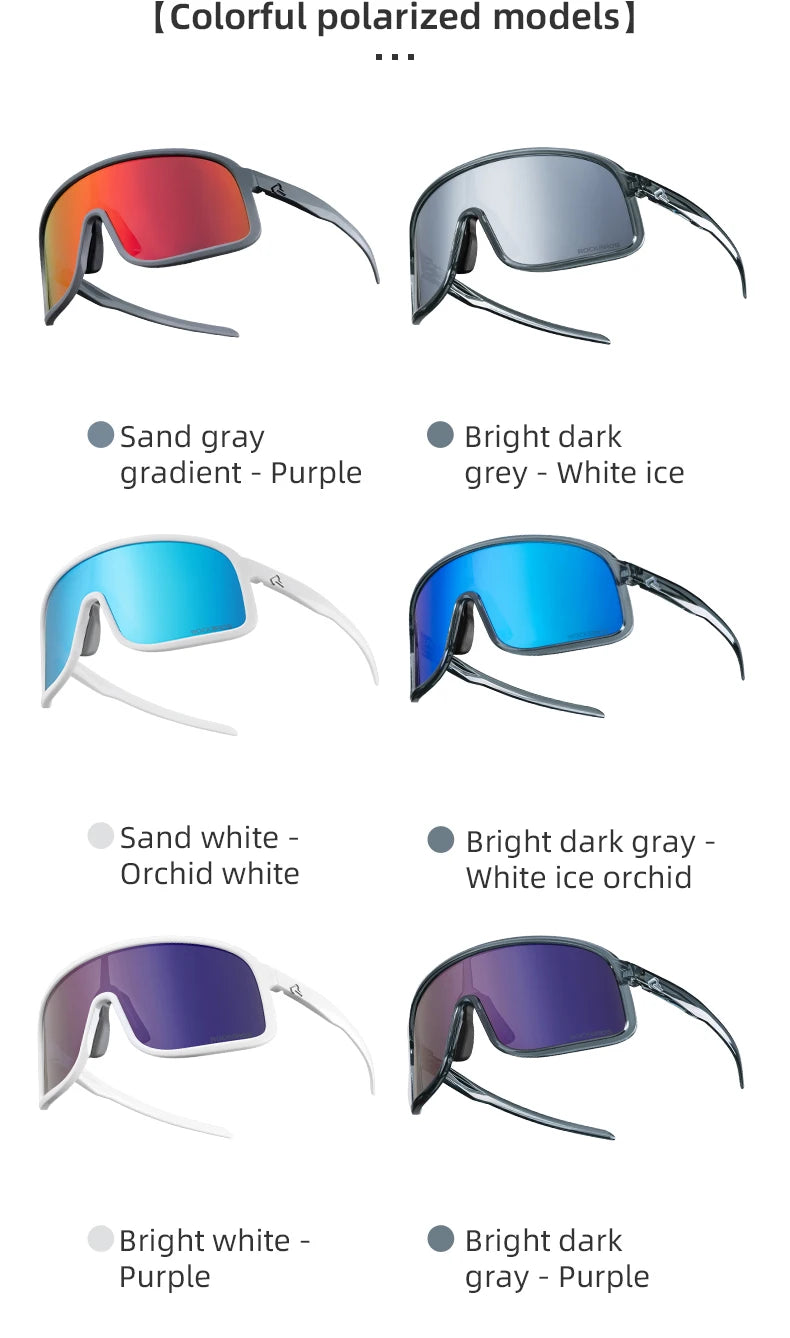 ROCKBROS Occhiali Da Ciclismo Da Sole Polarizzati UV400 Con Montatura Grande Protezione Occhi Antivento Per Bici