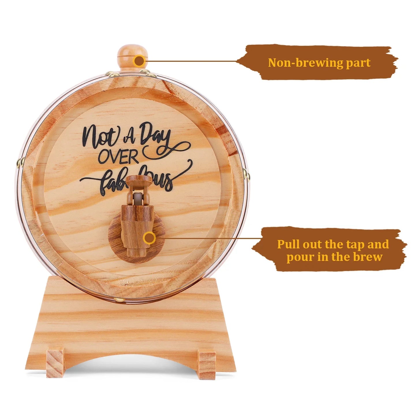 Barile In Legno Per Whisky 3L Con Tappo Rubinetto E Supporto Dispenser Per Cocktail E Appassionati