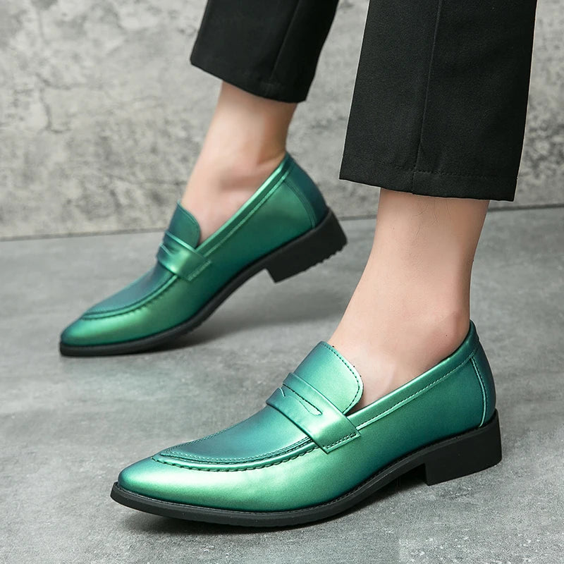 Scarpe Da Uomo In Pelle Oxford Verdi E Viola Scarpe Da Lavoro Classiche Mocassini Casual Eleganti