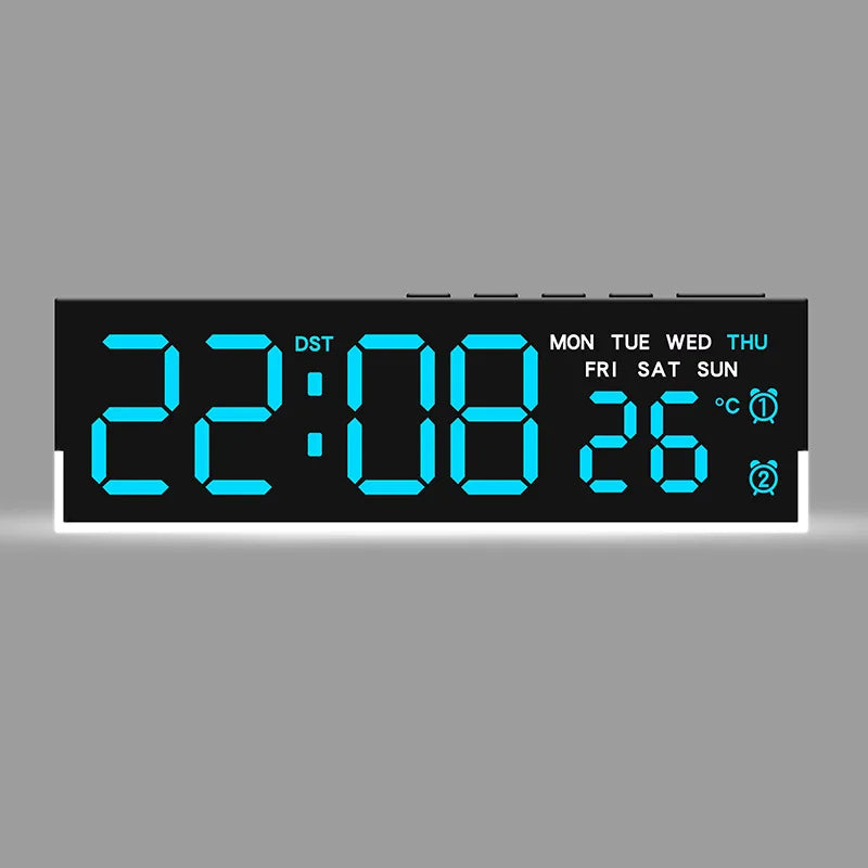 Sveglia Digitale USB Con Luce D'Ambiente Bianca Orologio Da Tavolo LED 12/24 Ore, 3 Livelli Di Luminosità, DST