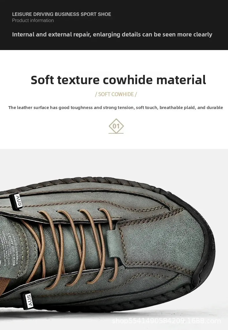 Scarpe Casual Da Uomo In Pelle Cucita A Mano Antiscivolo Con Fondo Grande E Fibbia Centrale