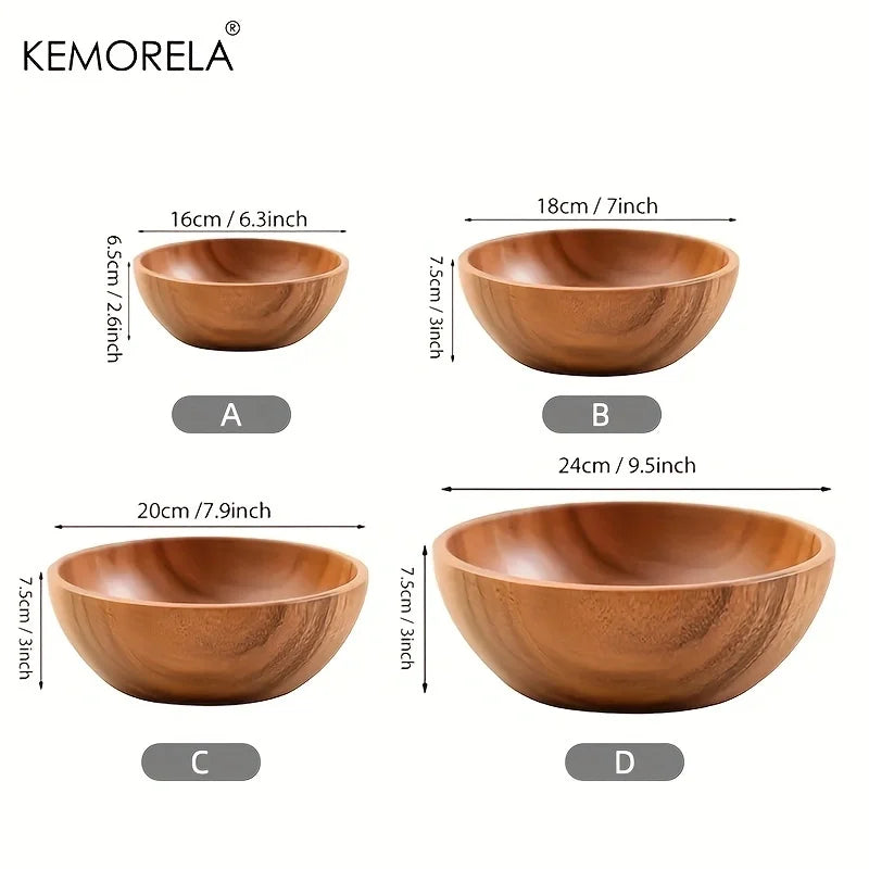 1 Pz Insalatiera In Legno Di Acacia Antiscottatura Per Bambini Decorazione Gelato Frutta E Verdura