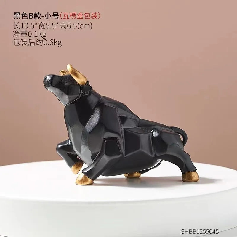 Mini Modello Toro Geometrico In Resina Feng Shui Decorazione Da Interni Wall Street Azioni Figurine