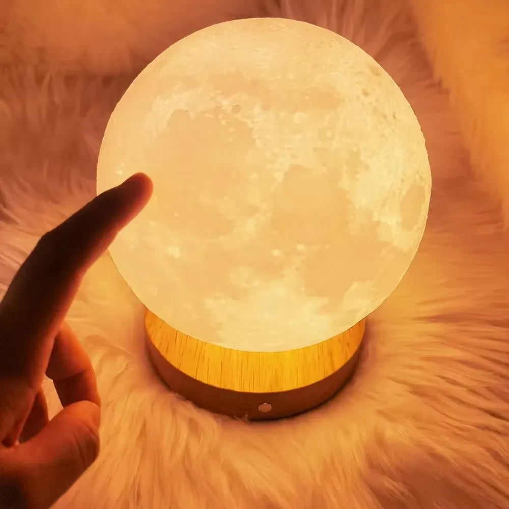 Lampada Lunare Da 10 Cm LED Con Supporto In Filo Stella Per Camera Da Letto Luci Notturne Regalo Per Bambini