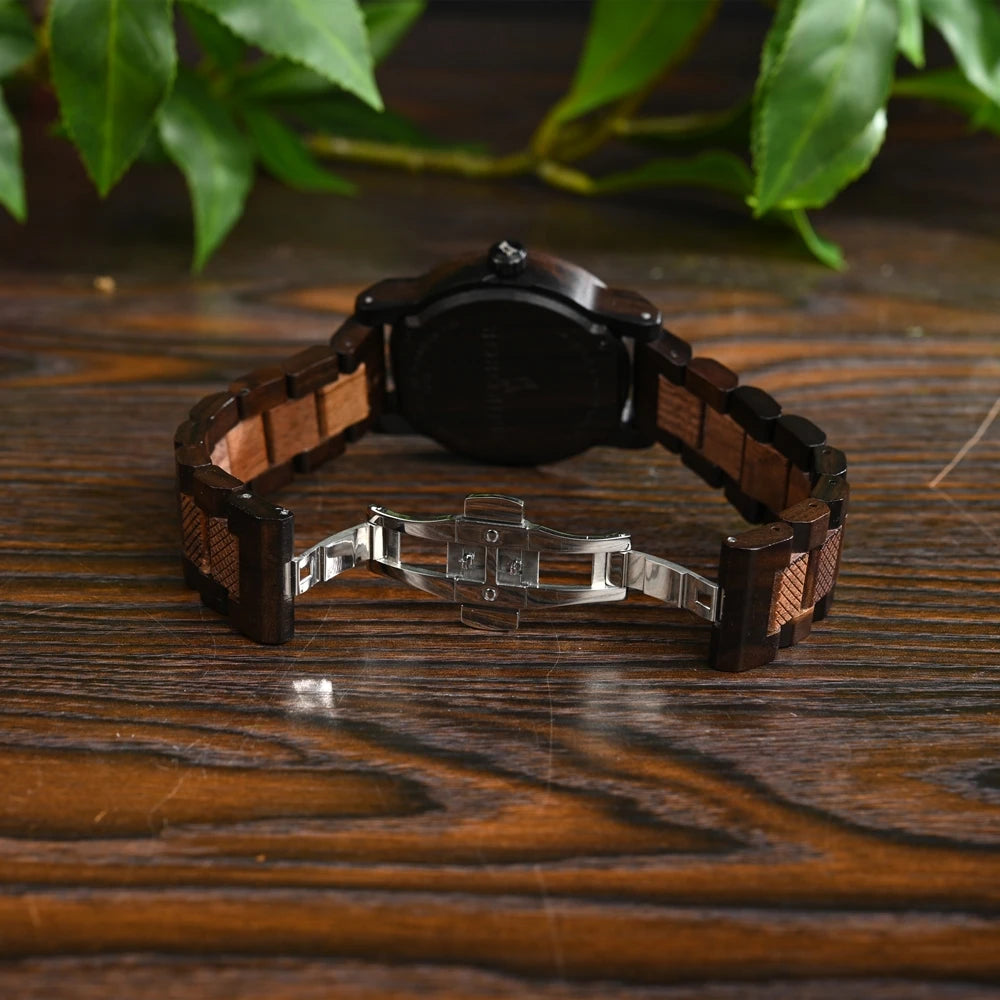 BOBOBIRD Orologio In Legno Da Uomo Personalizzato Nome Testo Sulla Custodia Posteriore Orologio Quarzo Scatola Regalo
