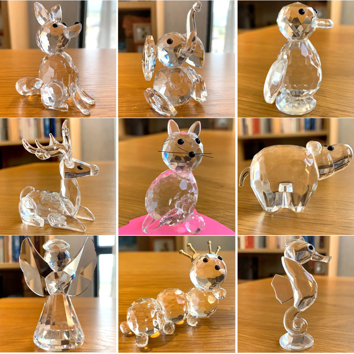 30 Cristallo Trasparente Figurine Animali Carini Scultura in Vetro Decorazioni Ornamento Tavolo Regalo Natale Bambini
