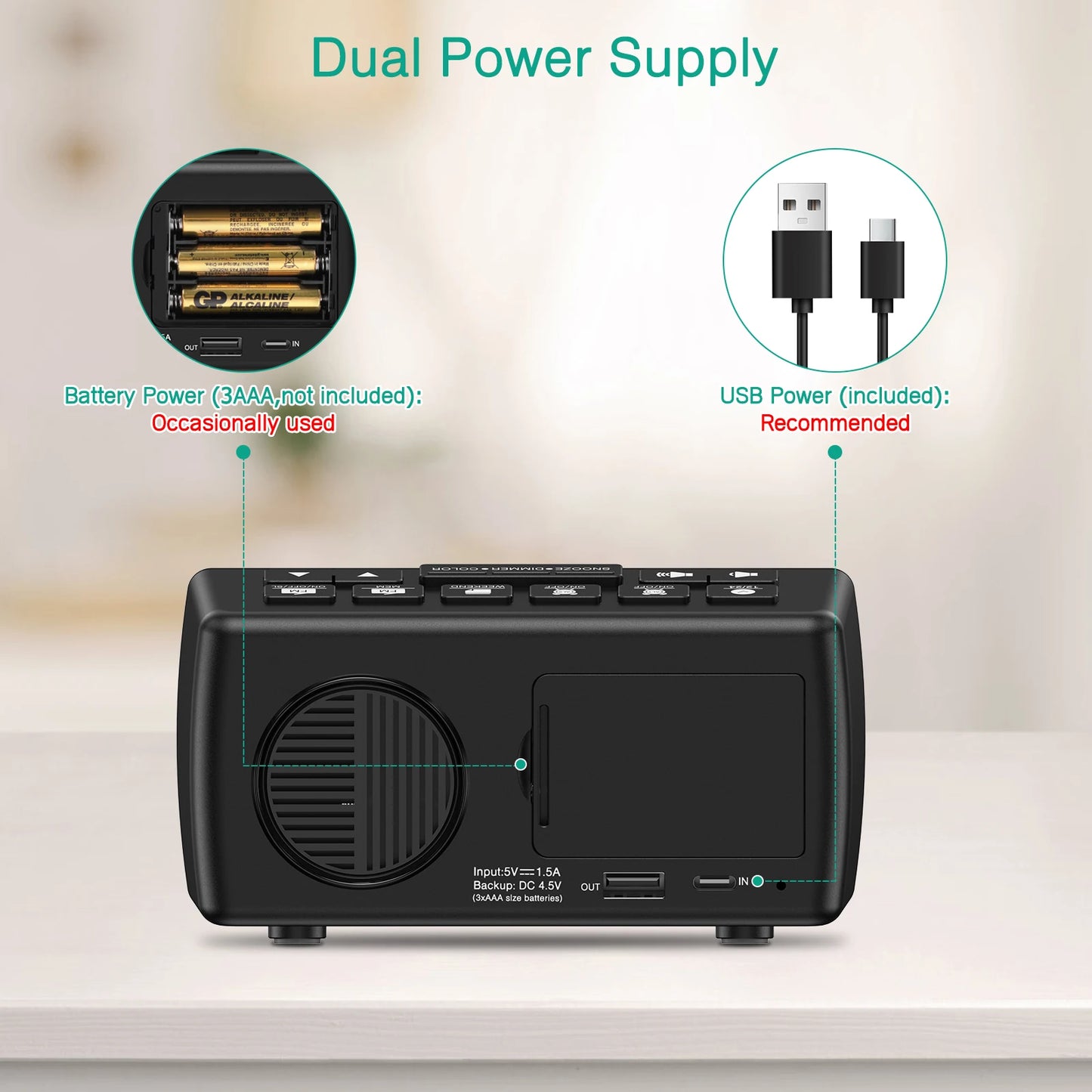 ORIA Sveglia Radio Orologio Digitale FM Con Snooze E Volume Regolabile Orologio LED Da Comodino Con Doppia Sveglia