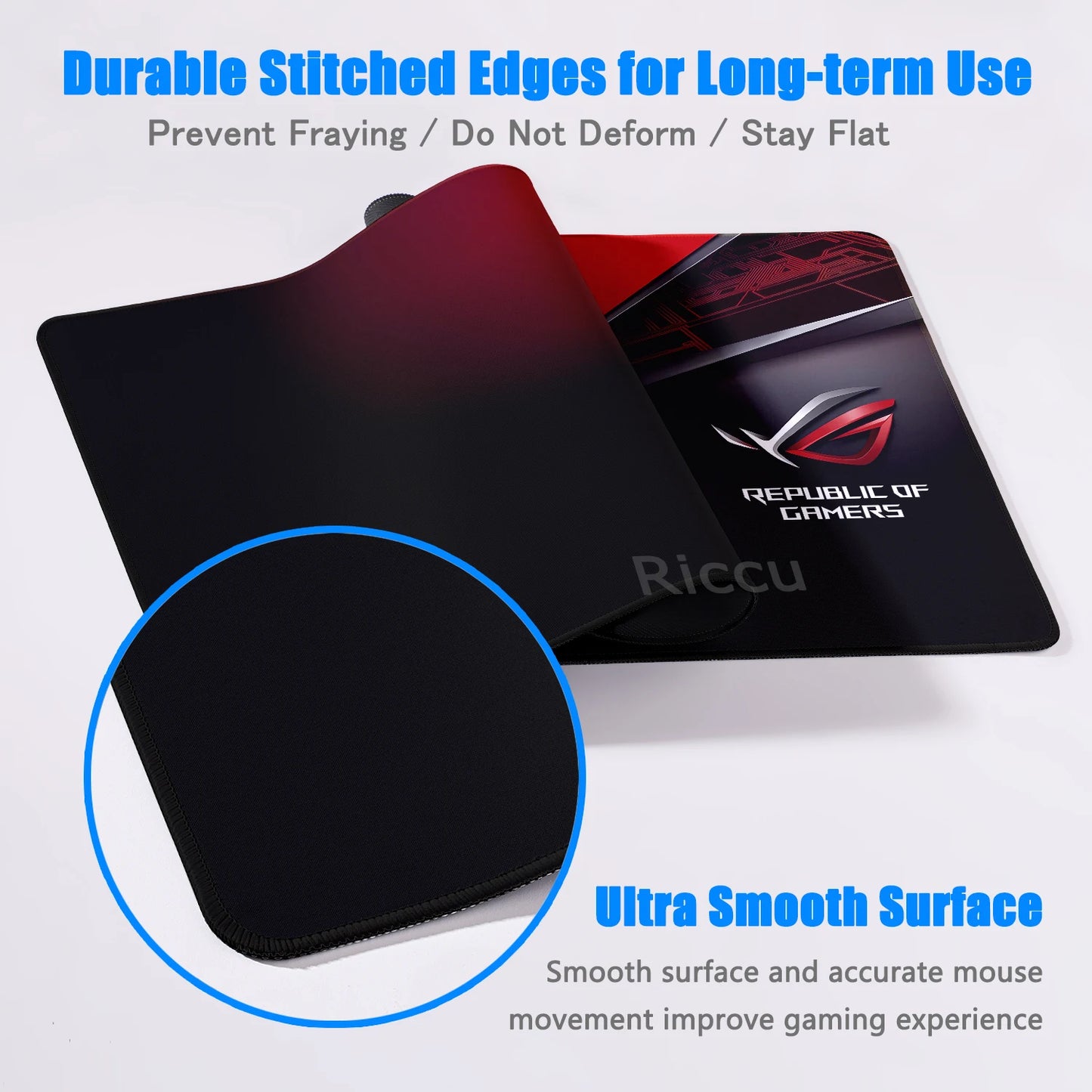 Tappetino per Mouse XXL ASUS ROG Republic Of Gamers Antiscivolo in Gomma per Scrivania da Gioco e Tastiera