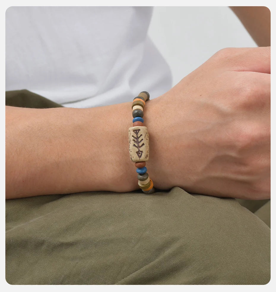 Vnox Braccialetti Con Ciondoli E Perline Lisca Di Pesce Unisex Regolabili Stile Tribale Etnico Retro Vintage Gioielli