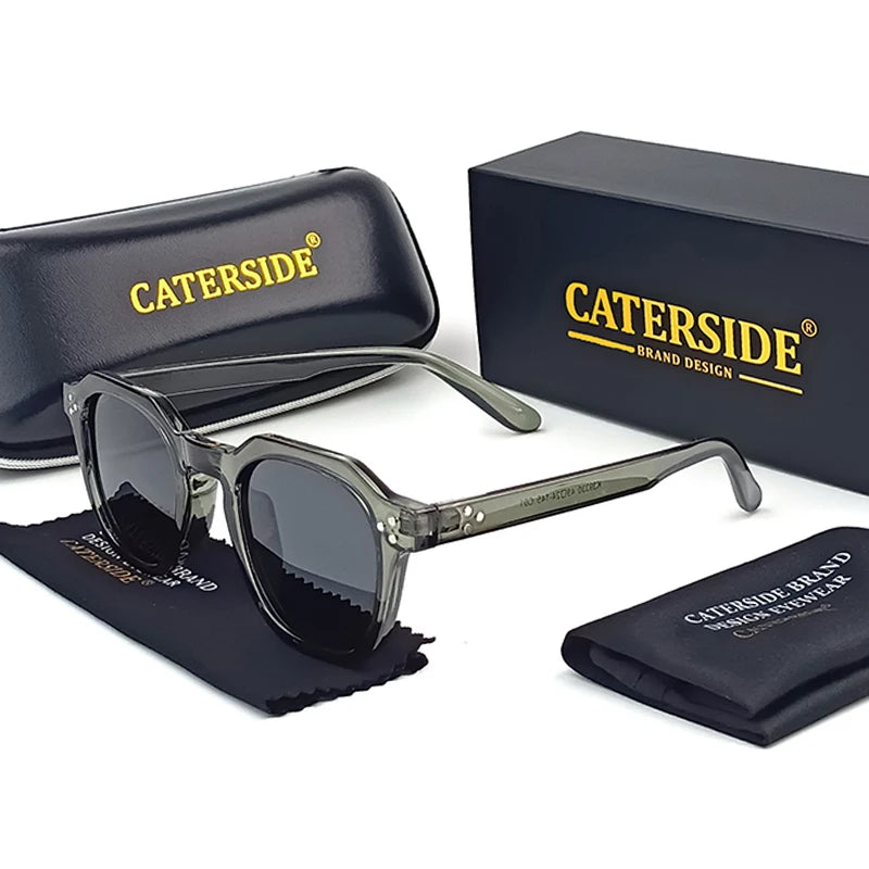 Occhiali Da Sole Polarizzati Retrò Unisex Caterside Ultraleggeri Montatura TR90 Poligonale Per Esterni Viaggio Di Qualità