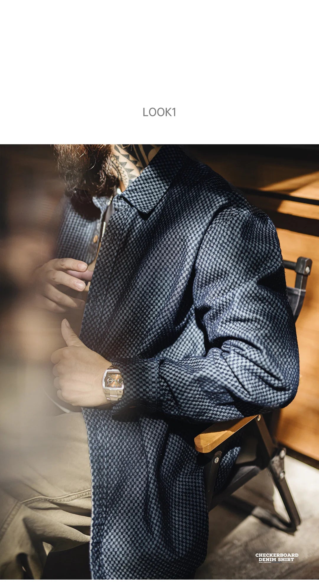 Camicia Jeans Quadri Retrò Da Uomo Con Maniche Lunghe E Giacca Monopetto Con Risvolto Ampio Versatile Primavera Autunno