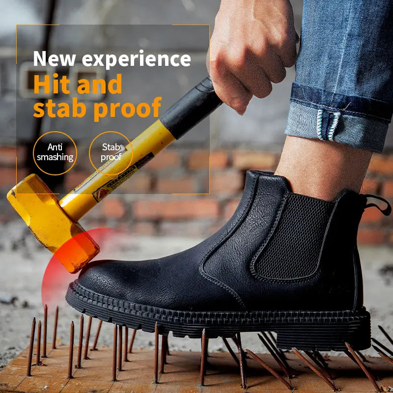 Scarpe Da Lavoro Antinfortunistiche Resistenti All Acqua Uomo Stivali In Pelle Con Testa In Acciaio Marrone