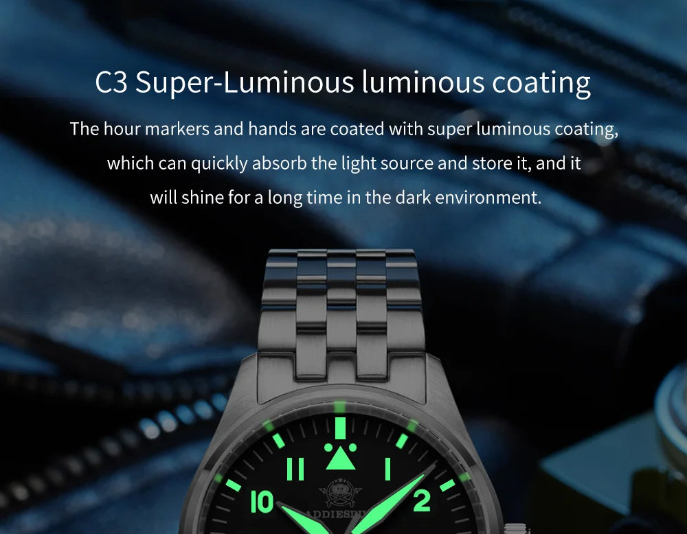 Orologio Meccanico Con Zaffiro 39mm Movimento 8215 Giappone Automatico Da Uomo Impermeabile 200m Luminoso Pilota Retrò