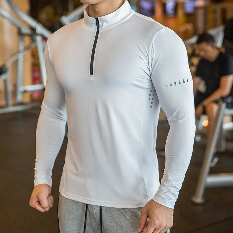 Maglia Da Fitness Da Uomo A Maniche Lunghe Per Corsa Palestra Sportiva Compression Rashguard Attillata