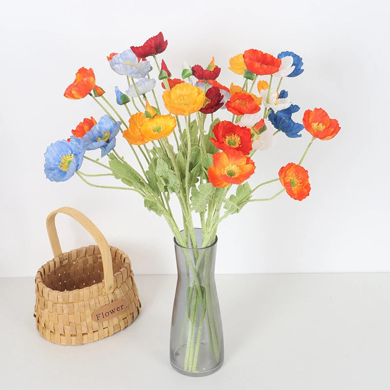 Bouquet Di Fiori Artificiali A 4 Teste Di Papavero In Seta Per Nozze E Feste Decorazione Domestica Elegante
