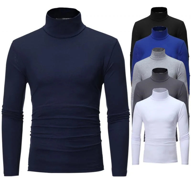 Uomo Dolcevita Autunno Inverno Slim Fit Collo Alto Alta Elasticità Manica Lunga Traspirante Maglieria Pullover