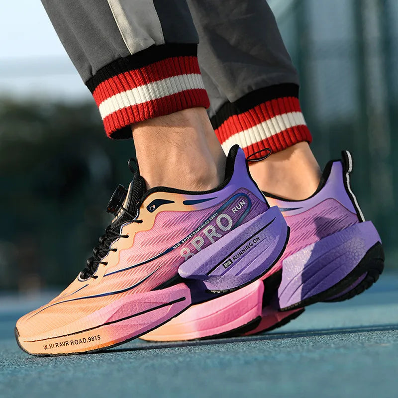 Scarpe sportive da uomo Scarpe da corsa da maratona con piastra in carbonio con palmo pieno Scarpe da tennis da coppia leggere e traspiranti in mesh Scarpe da allenamento
